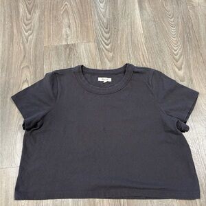 Madewell Dark Gray Crewneck Crop Tshirt